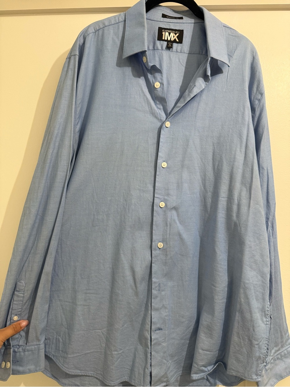 Express Men's Light Blue Button-Up Shirt